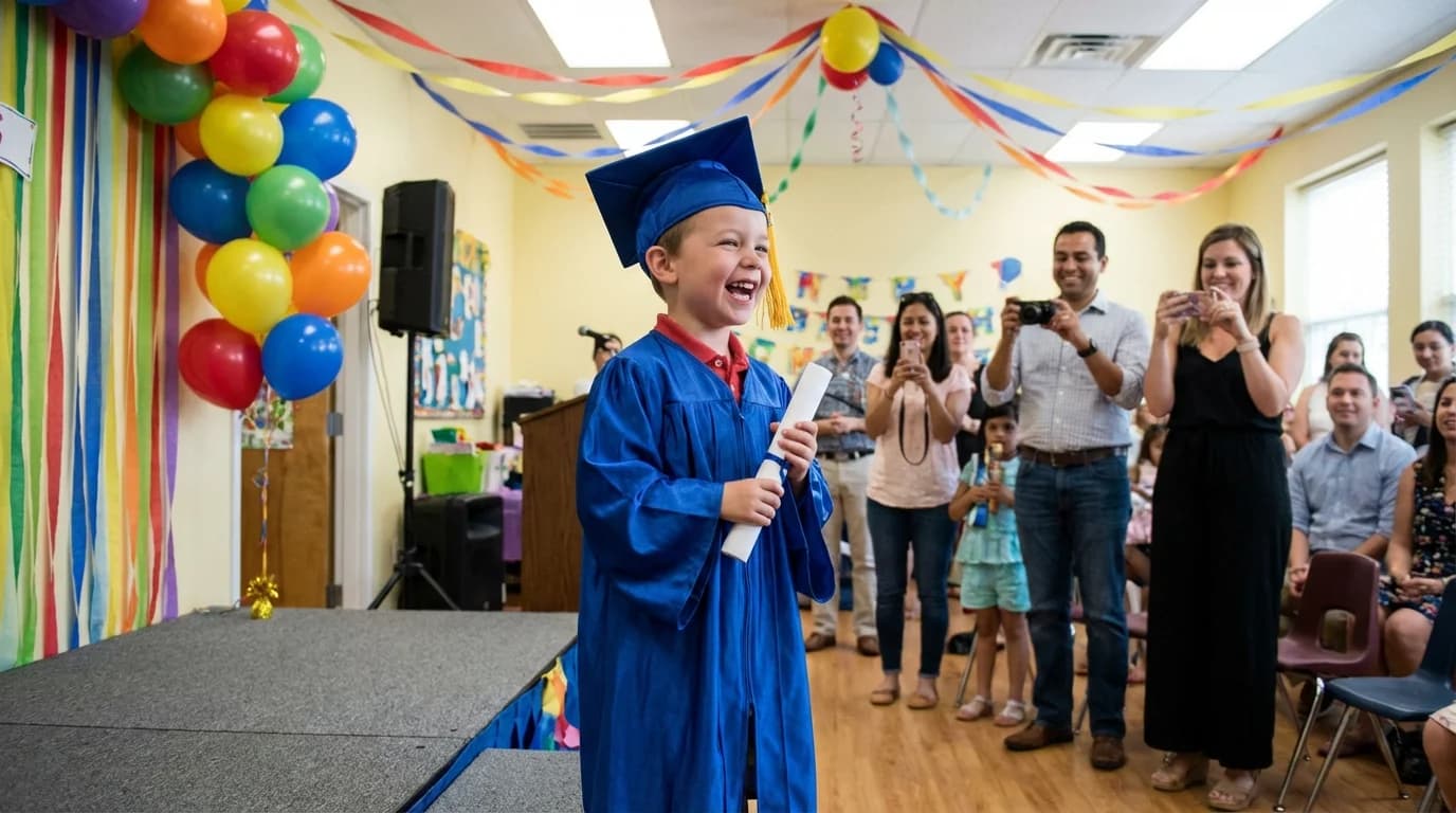 A preschool-age child in a Brooklyn daycare classroom engaged in a learning activity that builds kindergarten readiness skills