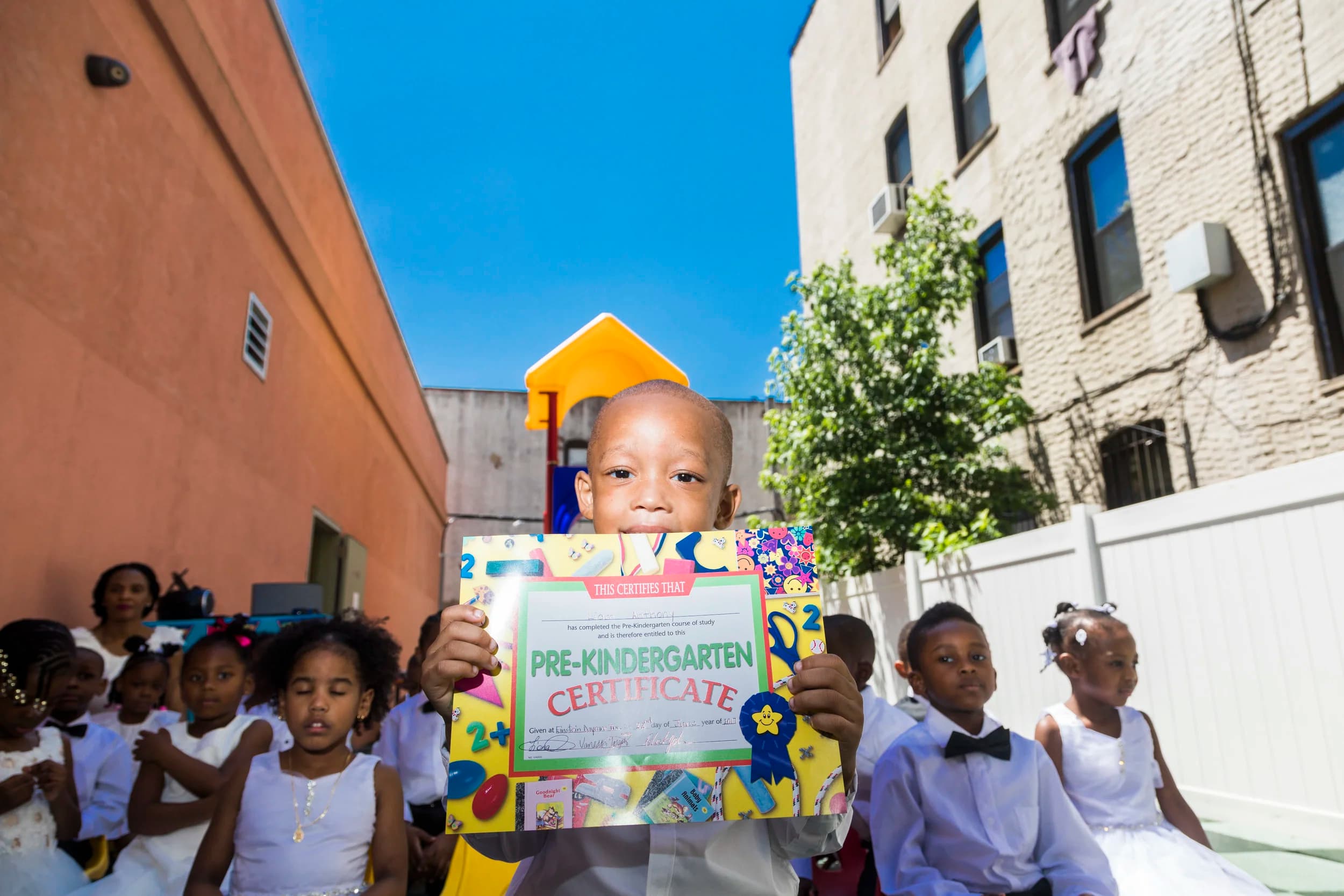 Graduation ceremony at Einstein Daycare preparing children for kindergarten near Flatbush Brooklyn 11210